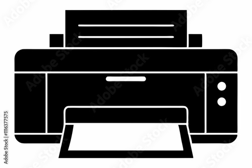 Laser Printer Silhouette Vector on White Background