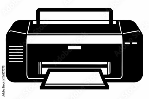 Laser Printer Silhouette Vector on White Background