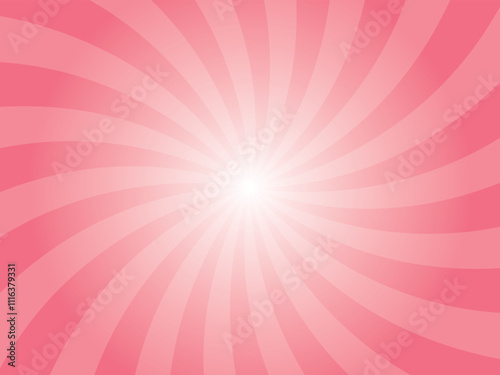 Abstract background with rays retro starburst rays. Taffy pink sunburst background vector illustration pattern beam rays. Spiral radial striped backdrop. Vector illustration.