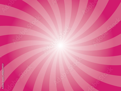 Thulian pink sunburst background. Radial retro glowing rays banner. Deep vivid pink retro whirlwind starburst vector abstract background. Twisted radial illustration.