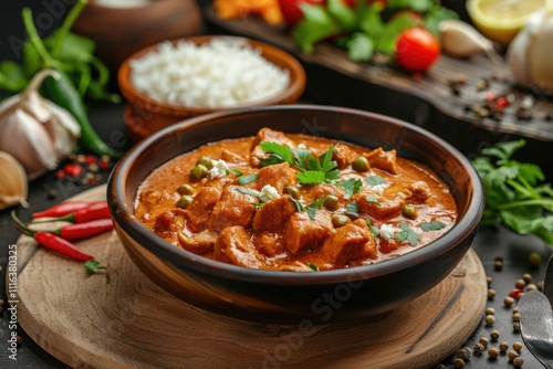 Tasty butter chicken curry dish from Indian cuisine photo