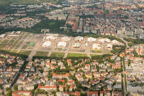 Wiesn area in Munich in Germany seen from a small plane photo