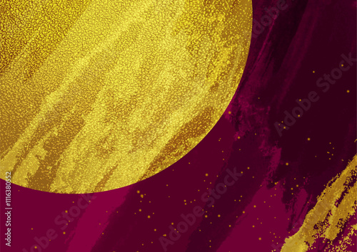 Abstract geometric luxury golden and purple grunge background. Vector watercolor blots design