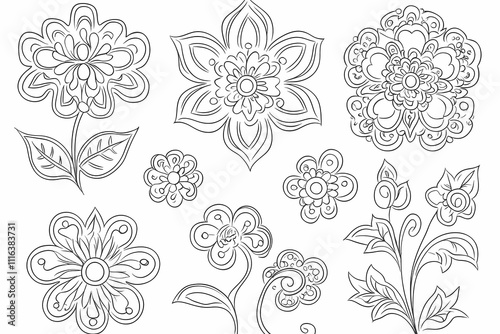 Intricate Floral Designs Collection for Art and Craft Projects