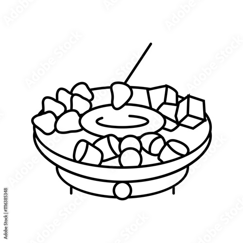 fondue party winter line icon vector. fondue party winter sign. isolated contour symbol black illustration