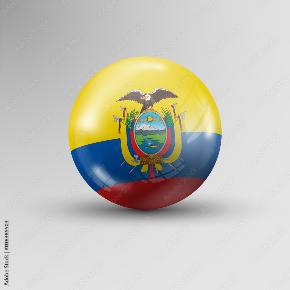 Fototapeta premium 3d sphere background with flag of Ecuador