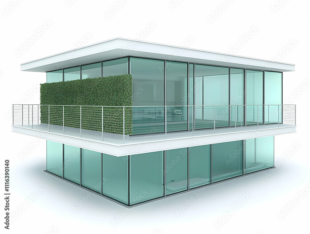 Fototapeta premium Modern Glass House 3D Illustration
