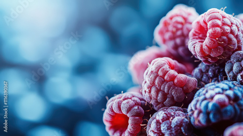 Gros plan d'un tas de framboises fraîches posé sur une table photo