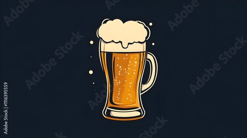 Logo,symbol for Beer  with laurel wreath. Beer in a glass and ears of wheat, refreshing drink. International Beer DayPoster, banner for bar, pub. Craft beer logo- vector illustration. photo