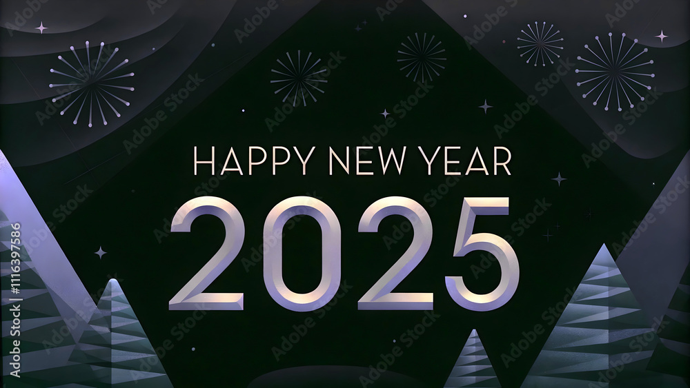 Happy new year 2025 background, festive template, banner, unique seasonal card design