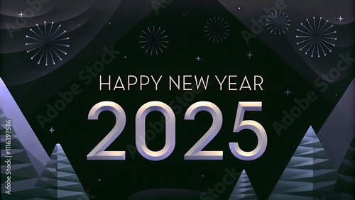 Obraz na płótnie Happy new year 2025 background, festive template, banner, unique seasonal card design w salonie
