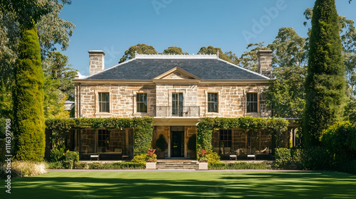 French Provincial Home with Limestone and Formal Parterre, Lake Forest Estate photo