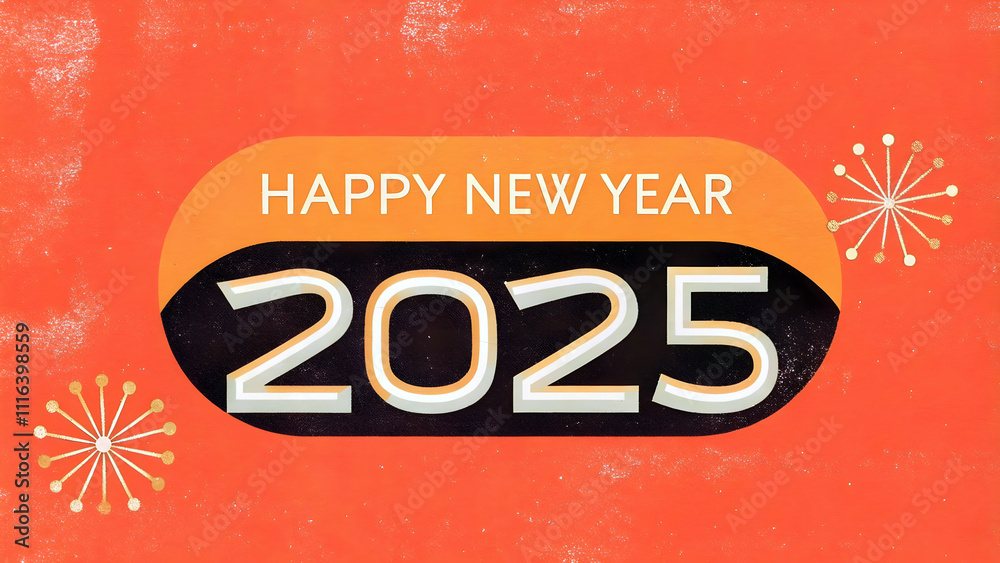 Happy new year 2025 background, festive template, banner, unique seasonal card design