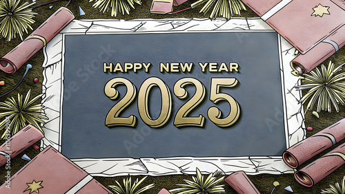 Happy new year 2025 background, festive template, banner, unique seasonal card design