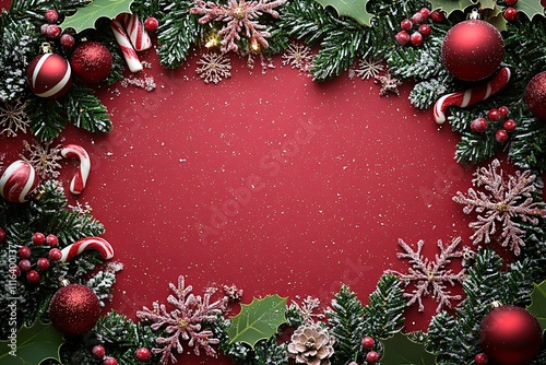 Red Christmas Border, Festive Holiday Frame