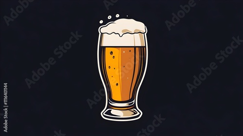 Logo,symbol for Beer  with laurel wreath. Beer in a glass and ears of wheat, refreshing drink. International Beer DayPoster, banner for bar, pub. Craft beer logo- vector illustration. photo