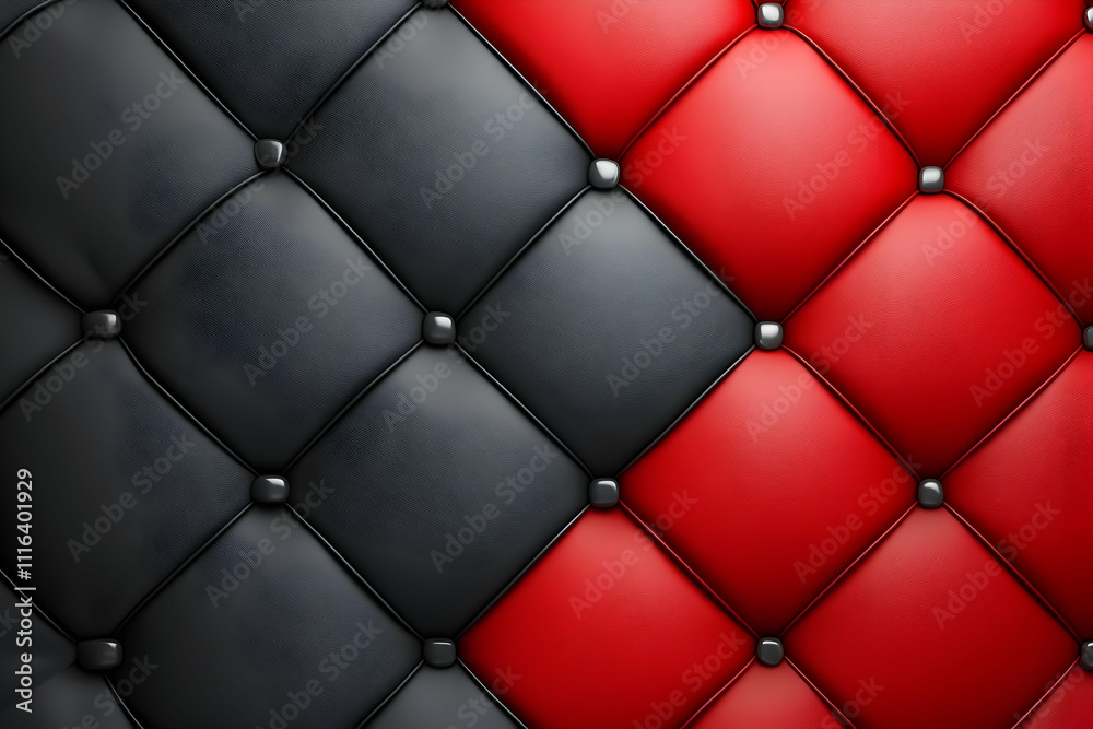 Naklejka premium Red and black tufted leather texture background.