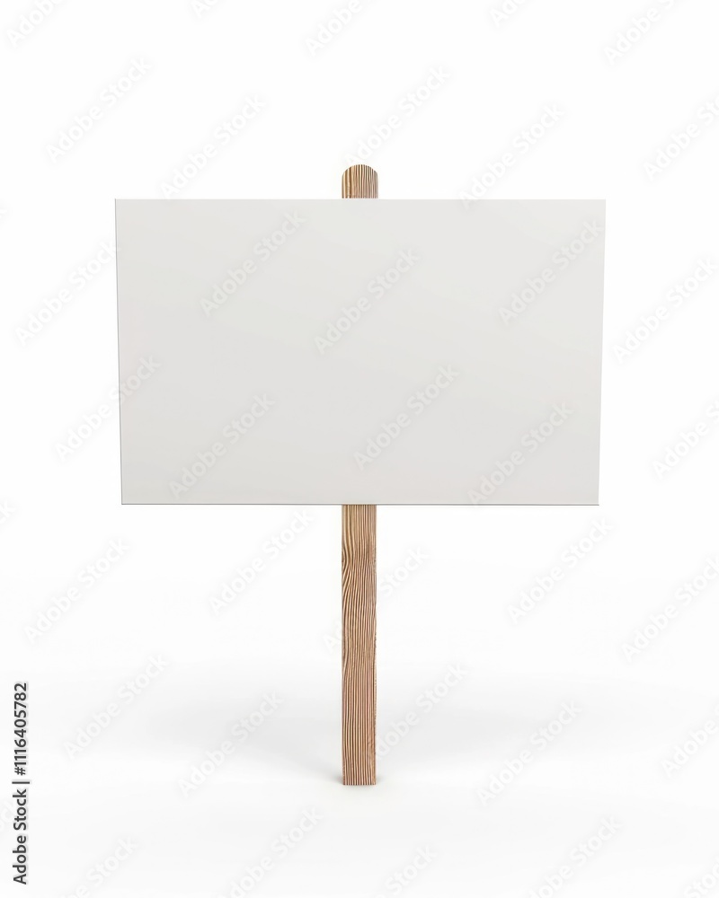 Obraz premium Blank White Sign on Wooden Stick for Protest or Demonstration Isolated on Background