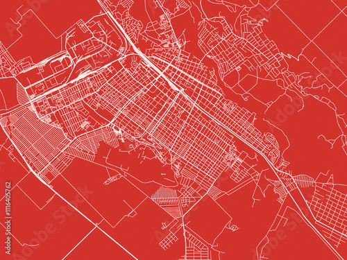 Christmas Map of Armavir, Russia in Snowy White on Festive Red Background. photo