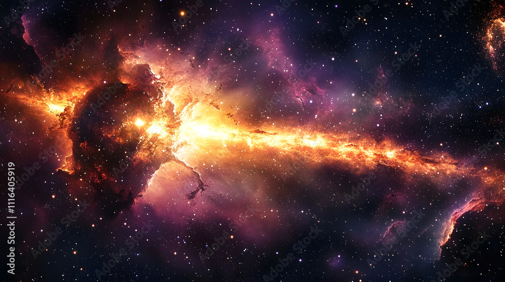 Fototapeta premium Galactic Explosion Amidst Stars