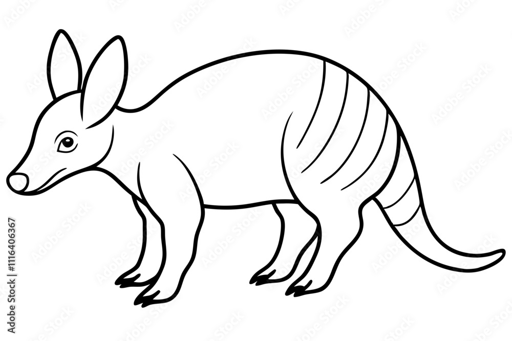 Fototapeta premium aardvark silhouette line art vector illustration with a white background