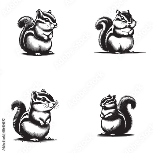 Chubby Chipmunk Silhouette – Playful Woodland Animal Design for Creative Projects