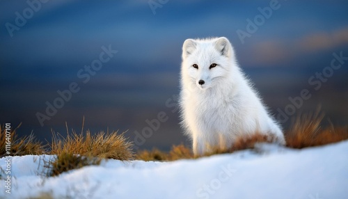 white poral fox in winter landscape photo