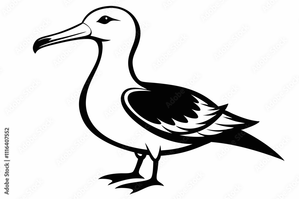 Fototapeta premium albatross line art silhouette vector illustration