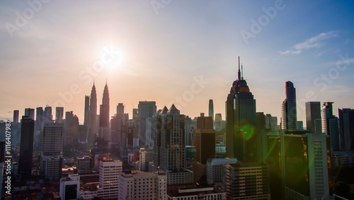 Photography Beautiful sunrise in the capital of Malaysia kuala lumpur.
