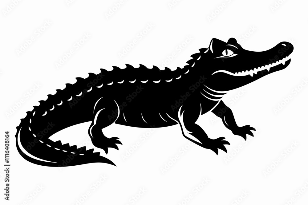 alligator line art silhouette vector illustration alligator line art silhouette vector illustration