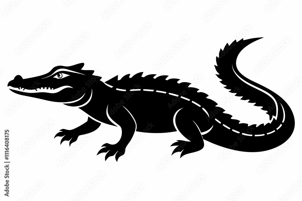 Fototapeta premium alligator line art silhouette vector illustration