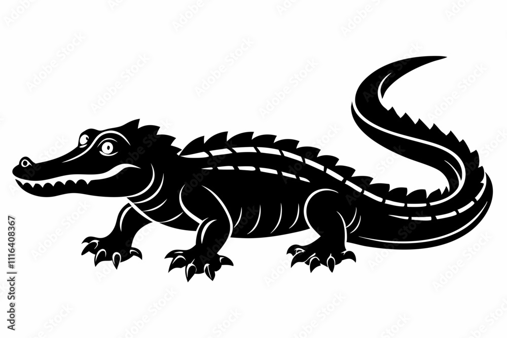 Fototapeta premium alligator line art silhouette vector illustration
