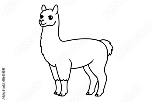 alpaca line art silhouette vector illustration