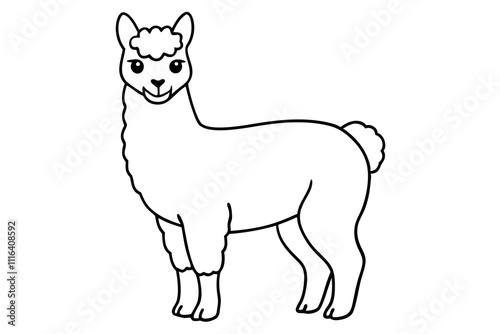 alpaca line art silhouette vector illustration