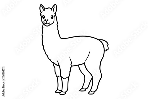 alpaca line art silhouette vector illustration