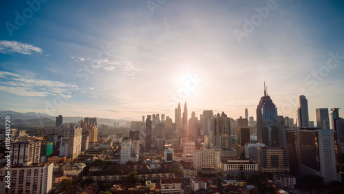 Photography Beautiful sunrise in the capital of Malaysia kuala lumpur.