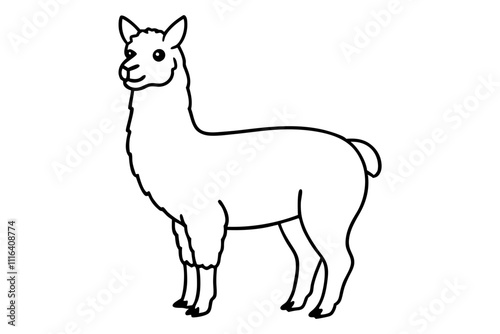 alpaca line art silhouette vector illustration