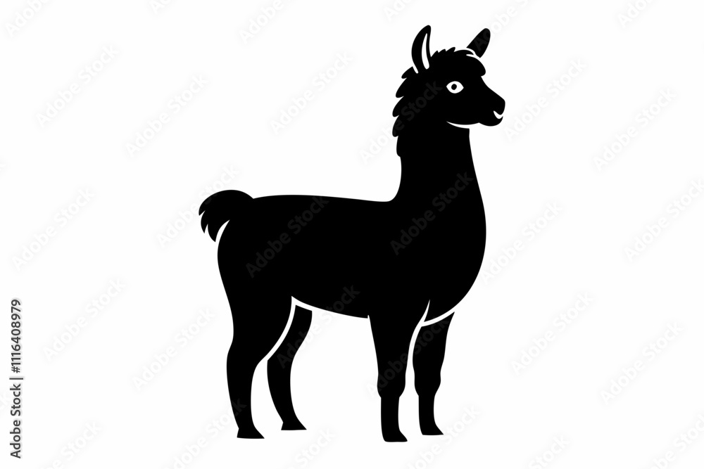 alpaca line art silhouette vector illustration alpaca line art silhouette vector illustration
