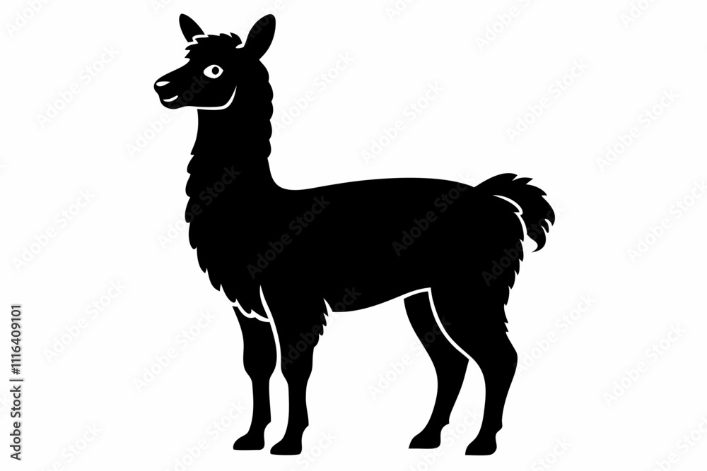 Obraz premium alpaca line art silhouette vector illustration