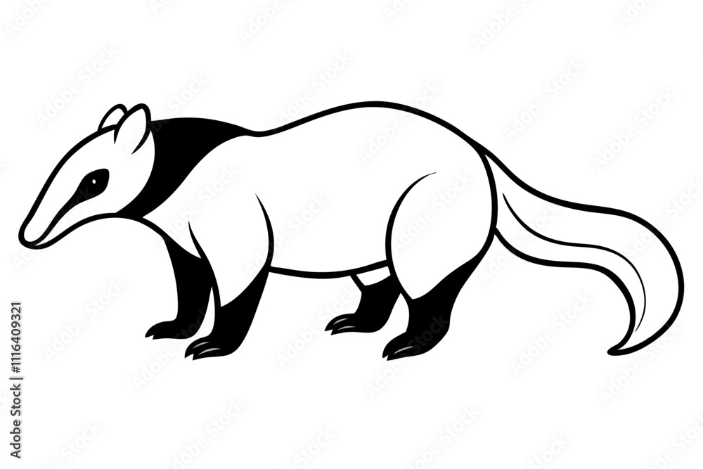 anteater line art silhouette vector illustration anteater line art silhouette vector illustration