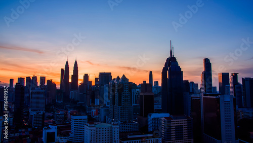 Canvas Print Beautiful sunrise in the capital of Malaysia kuala lumpur.