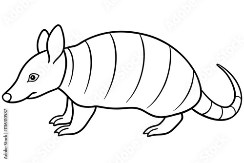 armadillo line art silhouette vector illustration