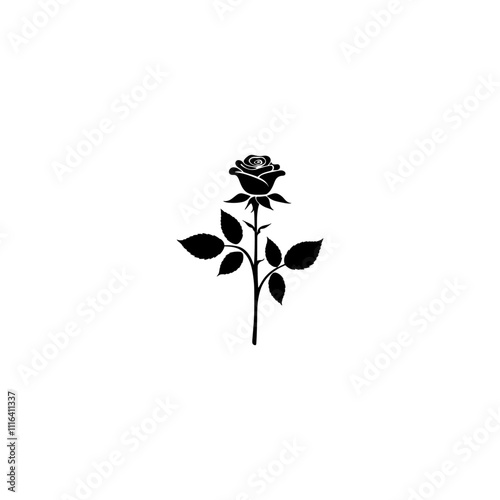 Rose flower silhouette vector illustration, Black roses vector design.