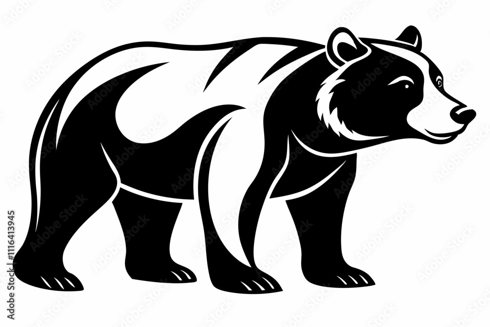 Obraz premium bear line art silhouette vector illustration