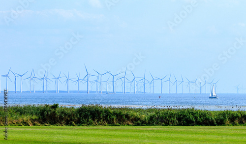 Obraz na plátně Windräder im Ijsselmeer, Windpark Noordoostpolder - 2024