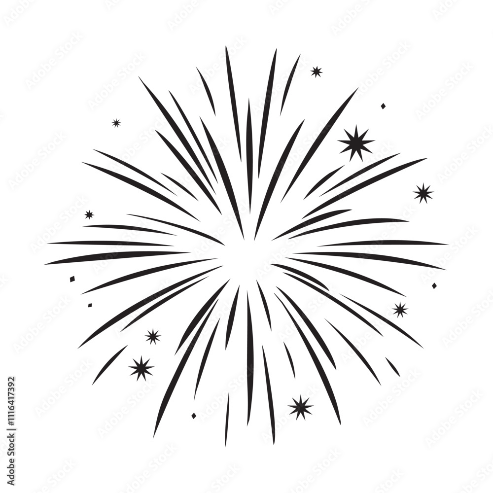 Obraz premium Firework Explosion Silhouette vector illustration