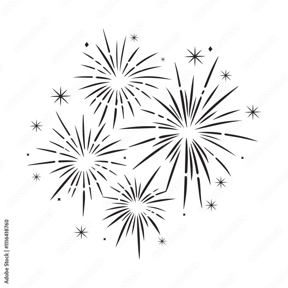 Fototapeta premium Firework Explosion Silhouette vector illustration