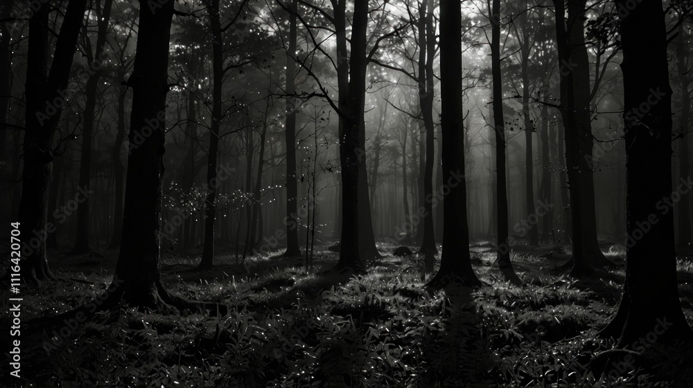 Fototapeta premium magical lights sparkling in mysterious fores 