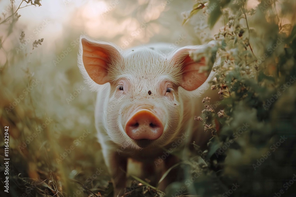 Closeup pig in nature Closeup pig in nature