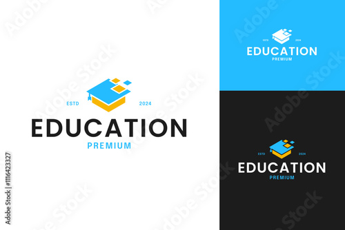 Education data or data academy logo design concept vector template illustration